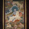 Beautiful tangka with Milarepa image. painted by mineral and golden paints on textile